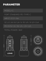 ⁦شاحن سيارة (PD) 2منافذ يو اس بي + تايب سي موديل C1 قدرة شحن 36 وات مع كبل شحن تايب سي⁩ - الصورة ⁦21⁩
