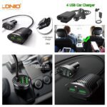 LDNIO Car Charger C502 Fast charge (5.1A) with 4 Ports USB With Extension Cable - Image 9