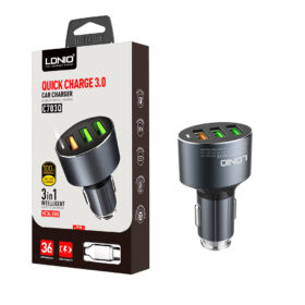 C703Q | LDNIO 3.6A QC3.0 Fast Charging 36W With Three Ports Quickly USB Car Charger with Cable Micro