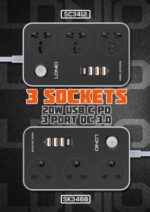 SC3412 | LDNIO  Power Strip with 3 AC Sockets + PD Type-C Ports + 3 QC3.0 USB Ports - Image 10