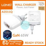 A3511Q | 65W GaN Super Fast Charger High Quality EU Plug Travel Charger Dual USB Port & 1 Type-C Port 65W