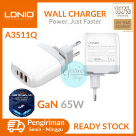 A3511Q | 65W GaN Super Fast Charger High Quality EU Plug Travel Charger Dual USB Port & 1 Type-C Port 65W