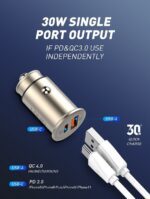 C506Q - 30W ULTRA Mini Zinc Alloy Shell Car Charger With micro Cable - Image 4