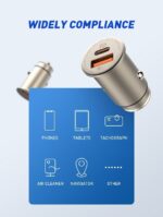 C506Q - 30W ULTRA Mini Zinc Alloy Shell Car Charger With micro Cable - Image 5