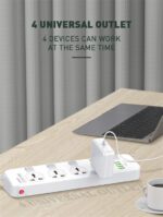 SC4408 | 4 AC Outlets Universal Power Strip Overload Protector Electric Extension - Image 4