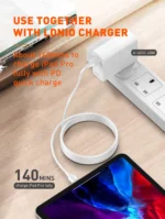 ⁦LC122-I كابل شحن من لدنيو من نوع C إلى Lightning طول 2 متر 30 وات أبيض⁩ - الصورة ⁦6⁩