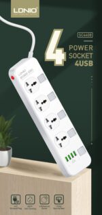 SC4408 | 4 AC Outlets Universal Power Strip Overload Protector Electric Extension - Image 3