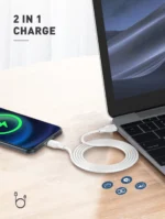 ⁦LC122-I كابل شحن من لدنيو من نوع C إلى Lightning طول 2 متر 30 وات أبيض⁩ - الصورة ⁦8⁩