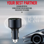 ⁦C703Q | شاحن سياره سريع ثلاثه منافذ ،  قدرة شحن كلية تصل الى 36 واط، يدعم الشحن السريع، مع كبل مايكرو صغير الحجم وخفيف الوزن⁩ - الصورة ⁦7⁩