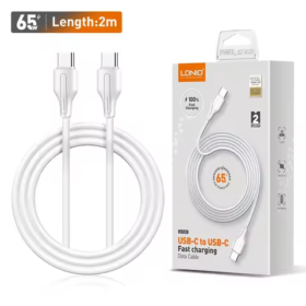 LC122-C لدنيو كابل شحن سريع من النوع C إلى النوع C بطول 2 متر 65 وات أبيض