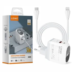 A2522C 30W LED Display Fast Charger With  cable USB To Type-C