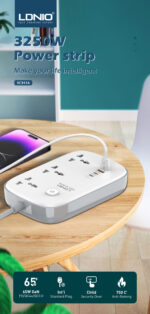 SC3416 LDNIO | 65W GaN high power Extension AC Outlet Power Strip with USB and Type C power strip - Image 3