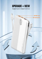 PQ13 LDNIO | 10000mAh Power Bank with Built-in Cables - 22.5W MAX | White - Image 3