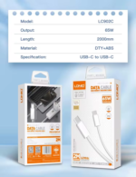 ⁦LC902C | كابل  من النوع C إلى النوع C بطول 2 متر و 65 وات قوي ومتين⁩ - الصورة ⁦10⁩