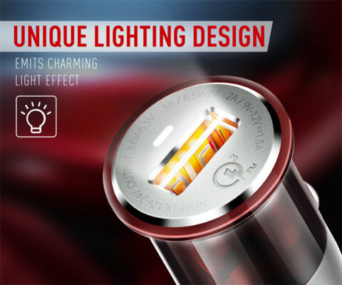 ⁦C304Q | شاحن سيارة لدنيو سريع بمنفذ USB، بقوة 18 وات مع كبل شحن تايب سي⁩ - الصورة ⁦4⁩