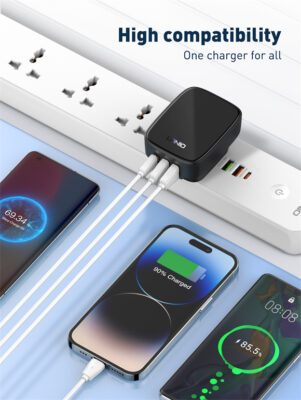 ⁦Q334| شاحن منزلي بمخرجين يو اس بي و تايب سي سريع بقوة 32وات مع كبل تايب سي تايب سي⁩ - الصورة ⁦9⁩