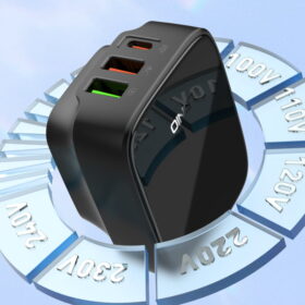 ⁦Q334| شاحن منزلي بمخرجين يو اس بي و تايب سي سريع بقوة 32وات مع كبل تايب سي تايب سي⁩ - الصورة ⁦5⁩