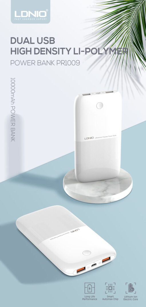 PR1009 | Ultra-thin Power Supply Portable 10000 mAh Dual USB Polymer Battery Power Bank - Image 3