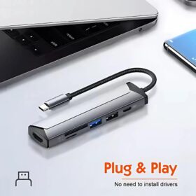 DS-56H LDNIO | PD100W 5 In1 USB-C Multi-function Docking Station Type-c Data Hub For Computer Laptop - Image 3