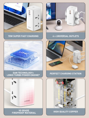 SC4383 | LDNIO 70W Multifunctional Universal Desktop Power Adapter - Image 10