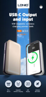 PQ12| LDNIO10000mAh Magnetic Wireless Power Bank - Image 24