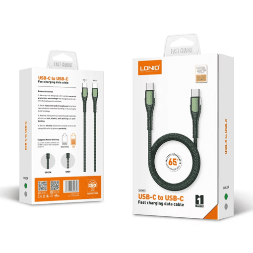 LC101 | LDNIO 65W Fast Charging PD Type C to Type C Cable — 1M - Image 2
