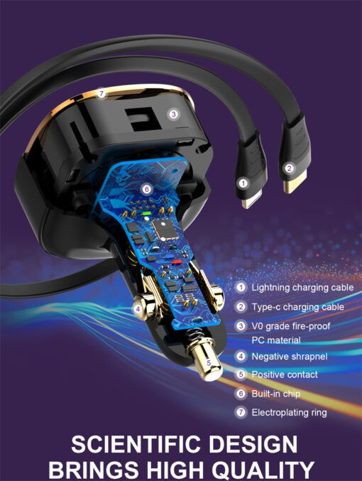 30W Wired Type-C OR Lightning Ultra Fast Car Charger C107 - Image 8