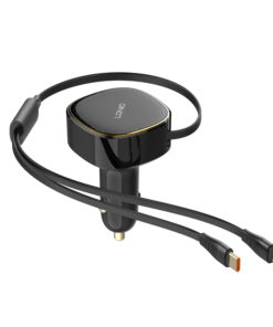 C107 | شاحن سيارة سريع 30 واط مع كابل ايفون و تايب سي قابل للسحب لشحن الهاتف المحمول