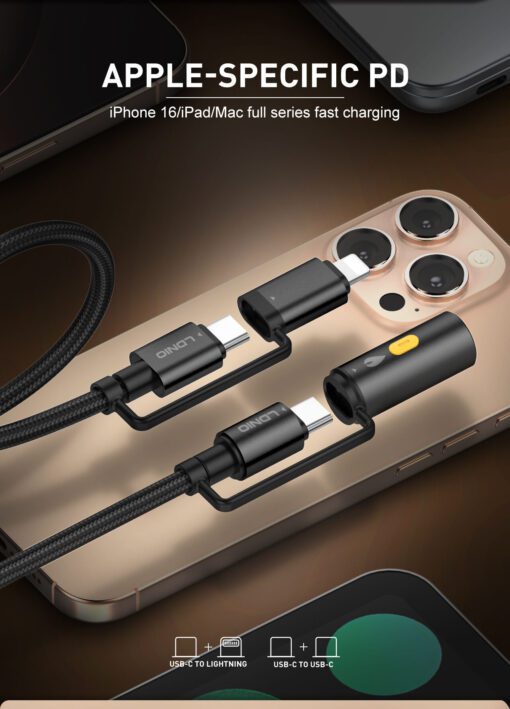 LDNIO | LC20  3in1 Lighting/USB-C to USB/C with Cigarette lighter GRAY - Image 6