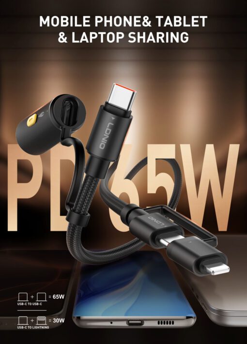 LDNIO | LC20  3in1 Lighting/USB-C to USB/C with Cigarette lighter GRAY - Image 10