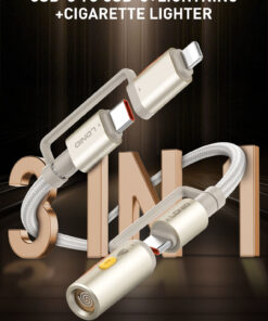LC20 | كبل 3في1 شحن سريع للهاتف المحمول (ايفون | تايب سي إلى تايب سي) مع ولاعة سجائر