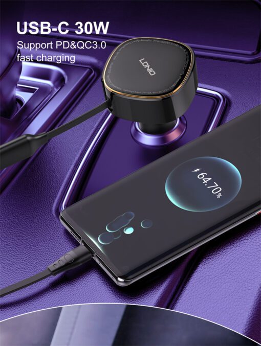 30W Wired Type-C OR Lightning Ultra Fast Car Charger C107 - Image 9