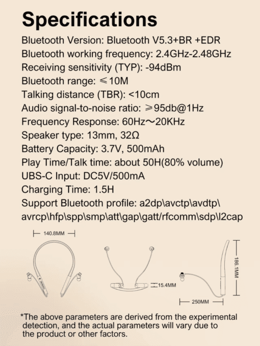 N01 | LDNIO Wireless stereo headset Neckband bluetooth headset Blue - Image 24