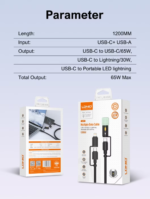 LDNIO | LC19 3-in-1 65W Super Fast Charging Cable 1.2m with LED Light Durable - Image 9