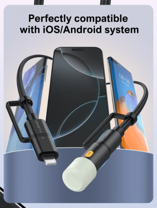 LDNIO | LC19 3-in-1 65W Super Fast Charging Cable 1.2m with LED Light Durable - Image 2