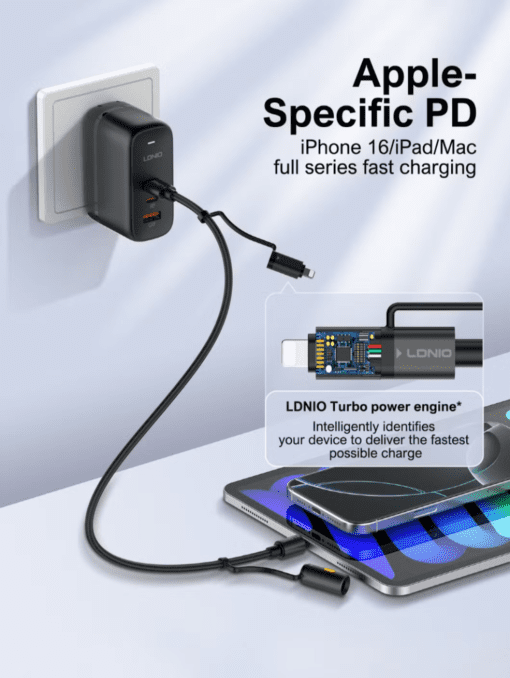 LDNIO | LC19 3-in-1 65W Super Fast Charging Cable 1.2m with LED Light Durable - Image 6