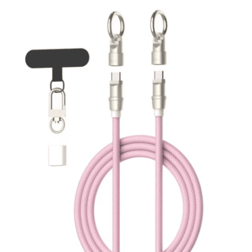 LDNIO LC22C 65W Fast Charging Nylon Lanyard Type-C Data Cable 1.2M pink - Image 3