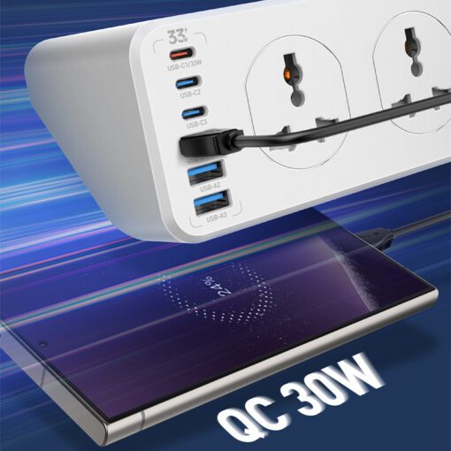 ⁦SC10610C | الاصدار الجديد مشترك كهرباء بـ 10 منافذ للكهرباء (3 منافذ تايب سي و3 منافذ يو اس بي)⁩ - الصورة ⁦4⁩