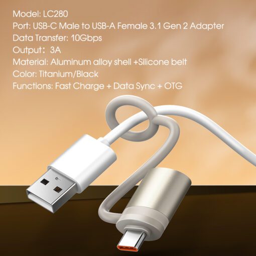 LDNIO | LC280 USB Convertor Type-C to USB-A Supports OTG Transfer - Image 5