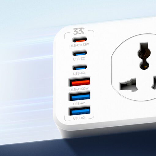 ⁦SC10610C | الاصدار الجديد مشترك كهرباء بـ 10 منافذ للكهرباء (3 منافذ تايب سي و3 منافذ يو اس بي)⁩ - الصورة ⁦6⁩