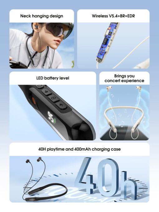 LDNIO | N03 Wireless stereo headset Neckband bluetooth headset N03 color white - Image 8