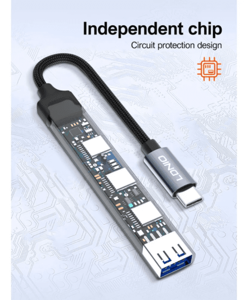 Ldnio Ds-74c Hub Usb-c Multi portas 3 TYPE-c + 1 Usb 3.0 - Image 5
