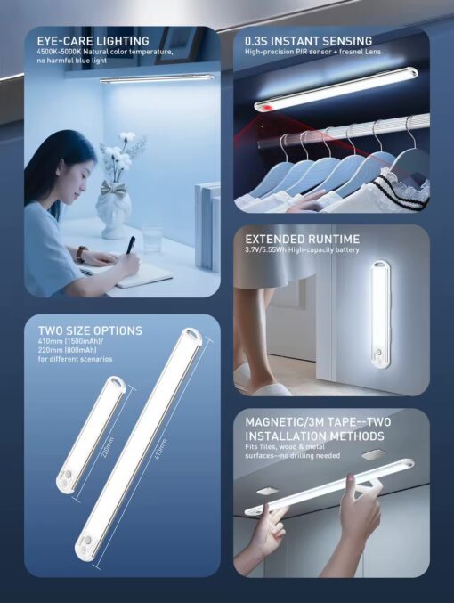 ⁦Y6 | لدنيو كشاف LED ذكي مغناطيسي بمستشعر حركة PIR – بطارية 1500mAh⁩ - الصورة ⁦10⁩