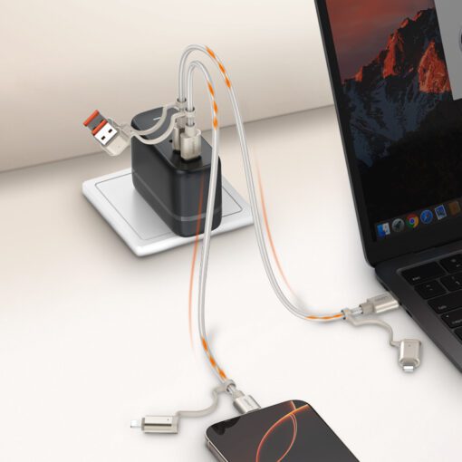 LC16 | LDNIO  65W 4-in-1 Fast Charging Cable USB-C /Lighting to USB-A/USB-C 1.2M - Image 3