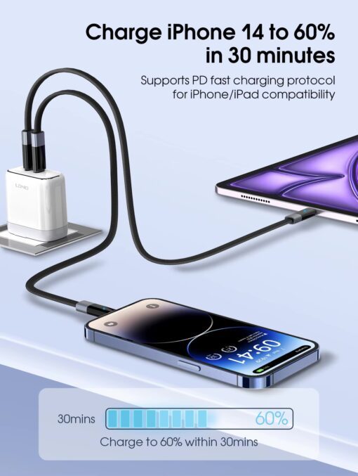 LC241i | LDNIO Automatic power-off Charging cable 30W Type-C to lightning | 1M - Image 4