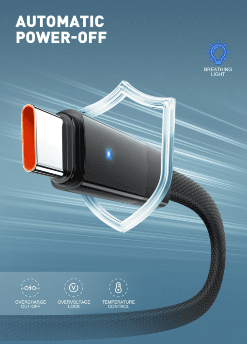LC241C-100W | LDNIO Automatic power-off Charging cable Type-C to Type-C | 1M - Image 2