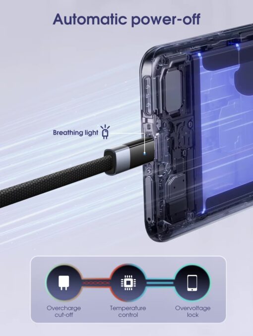 LS241Q LDNIO Automatic Power-Off Charging Cables usb to Type-C 1M 100W Fast Charging Data Cable - Image 4