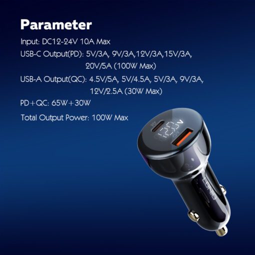 C101 | LDNIO 100W Dual USB Super Fast Car charger - Image 3