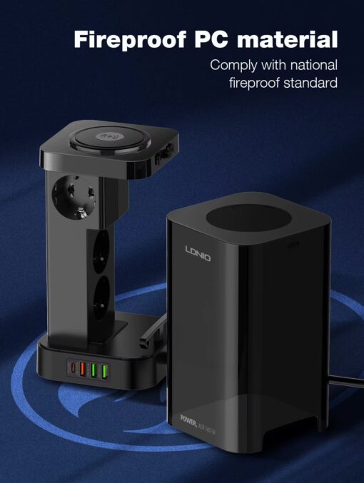 SEW4485 | LDNIO Multiple 2500w Tower Power Strip 32W USB Output With Wireless Charging - Image 15