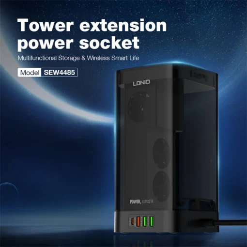 SEW4485 | LDNIO Multiple 2500w Tower Power Strip 32W USB Output With Wireless Charging - Image 7